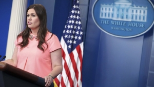 White House deputy press secretary Sarah Huckabee Sanders said Trump isn't bothered by reports that it may take months for the Senate to vote on healthcare. (AP Photo/Andrew Harnik)